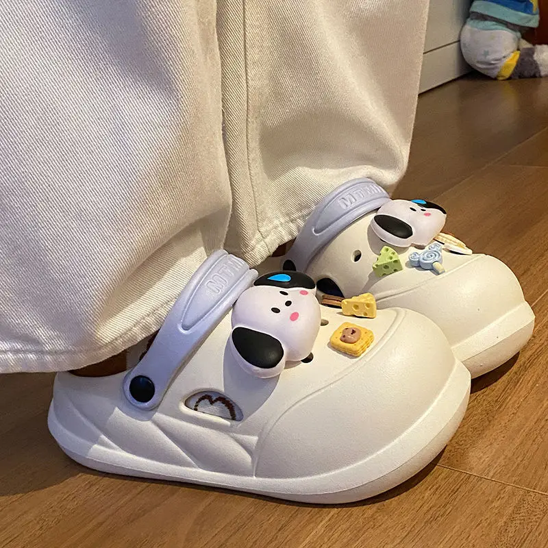 Cartoon Clogs for Women to Wear Outside, Versatile Thick-Soled Non-Slip Cold Sweat Removable Eva Cute Baotou Slippers for Dogs — feature 59
