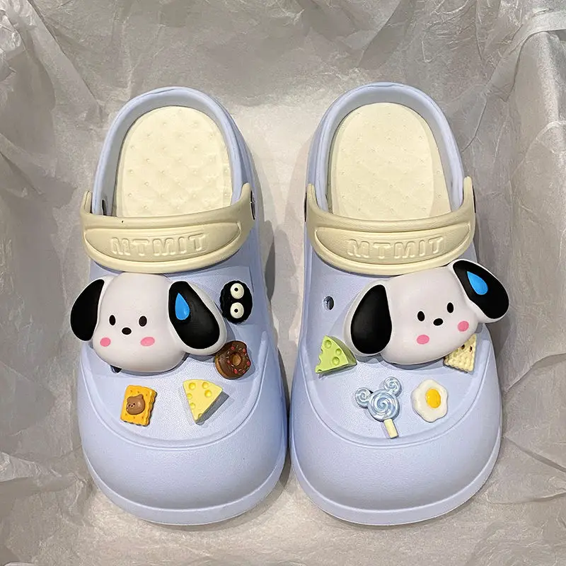 Cartoon Clogs for Women to Wear Outside, Versatile Thick-Soled Non-Slip Cold Sweat Removable Eva Cute Baotou Slippers for Dogs — feature 61