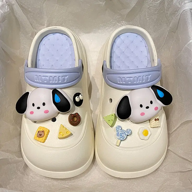 Cartoon Clogs for Women to Wear Outside, Versatile Thick-Soled Non-Slip Cold Sweat Removable Eva Cute Baotou Slippers for Dogs — feature 62
