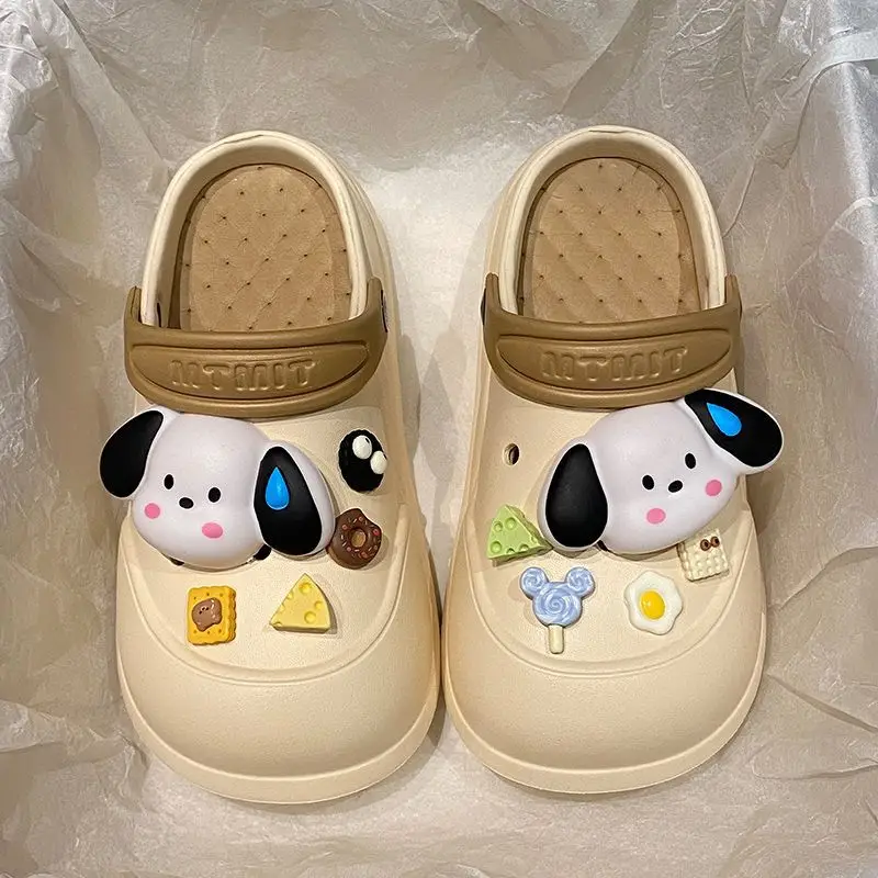 Cartoon Clogs for Women to Wear Outside, Versatile Thick-Soled Non-Slip Cold Sweat Removable Eva Cute Baotou Slippers for Dogs — feature 63