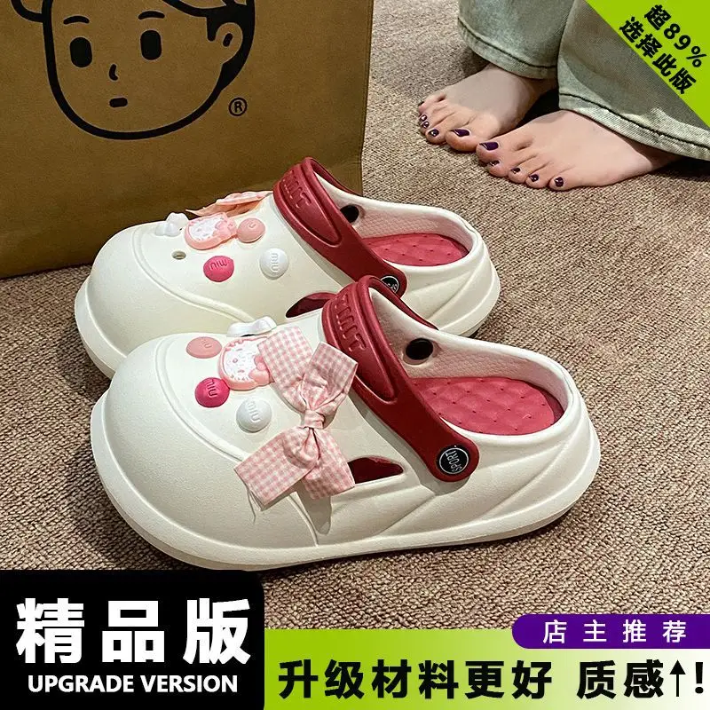 Cartoon Clogs for Women to Wear Outside, Versatile Thick-Soled Non-Slip Cold Sweat Removable Eva Cute Baotou Slippers for Dogs - Image 14