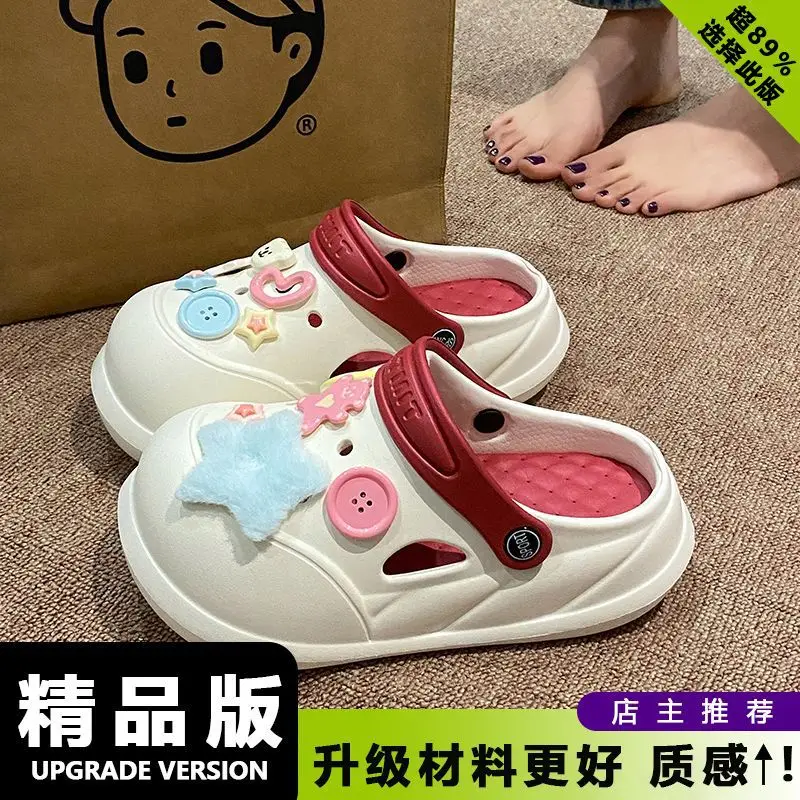 Cartoon Clogs for Women to Wear Outside, Versatile Thick-Soled Non-Slip Cold Sweat Removable Eva Cute Baotou Slippers for Dogs - Image 19