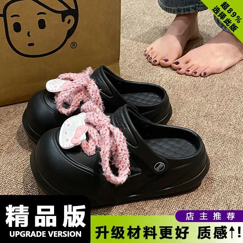 Cartoon Clogs for Women to Wear Outside, Versatile Thick-Soled Non-Slip Cold Sweat Removable Eva Cute Baotou Slippers for Dogs - Image 23