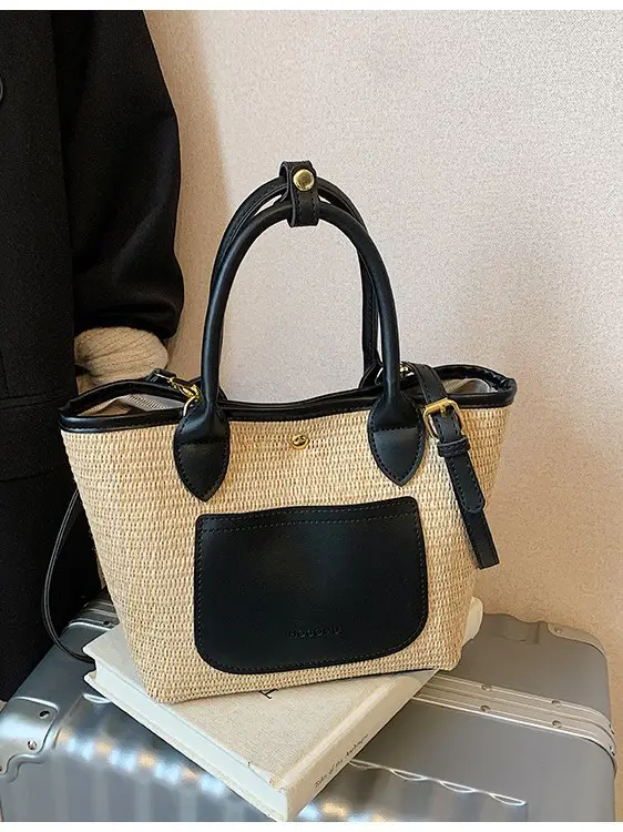 Women Straw Tote Bag Pink Red 2025 New Fashion - Image 7