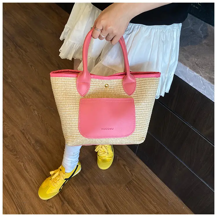 Women Straw Tote Bag Pink Red 2025 New Fashion — feature 11