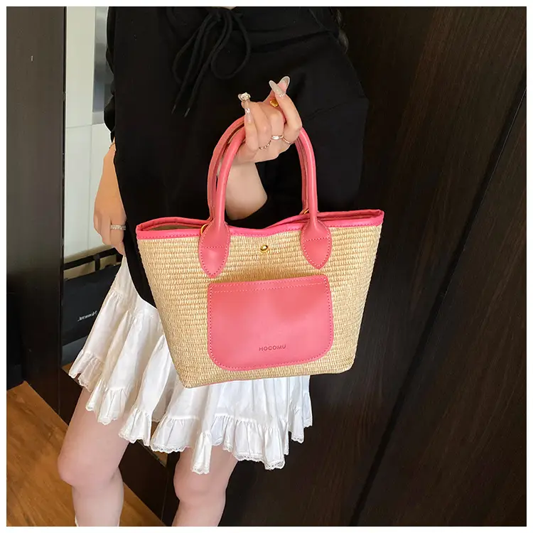 Women Straw Tote Bag Pink Red 2025 New Fashion — feature 12