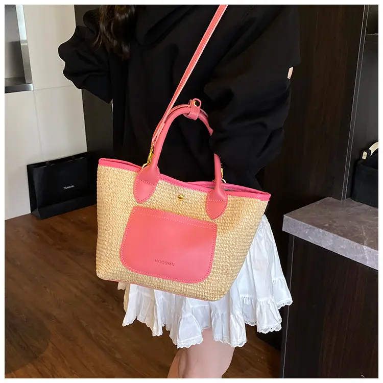 Women Straw Tote Bag Pink Red 2025 New Fashion — feature 15