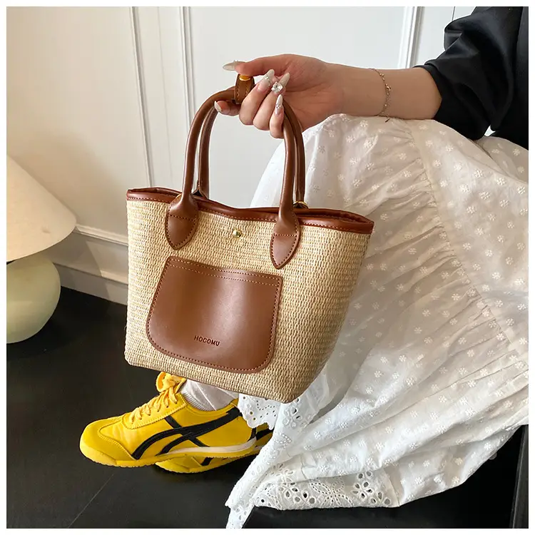 Women Straw Tote Bag Pink Red 2025 New Fashion — feature 16