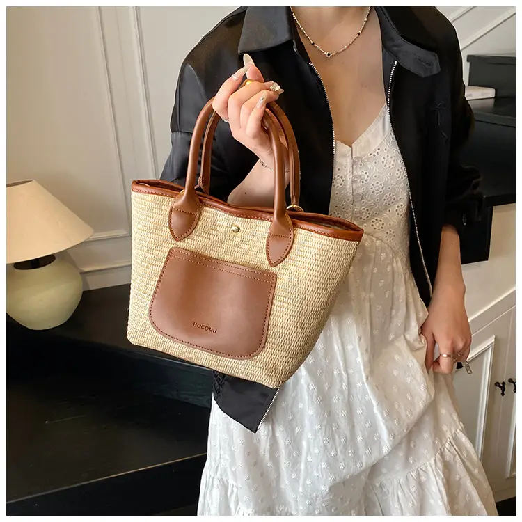 Women Straw Tote Bag Pink Red 2025 New Fashion — feature 17