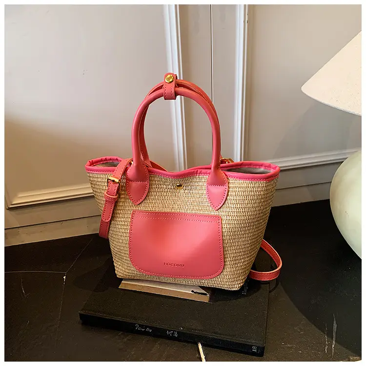 Women Straw Tote Bag Pink Red 2025 New Fashion — feature 20
