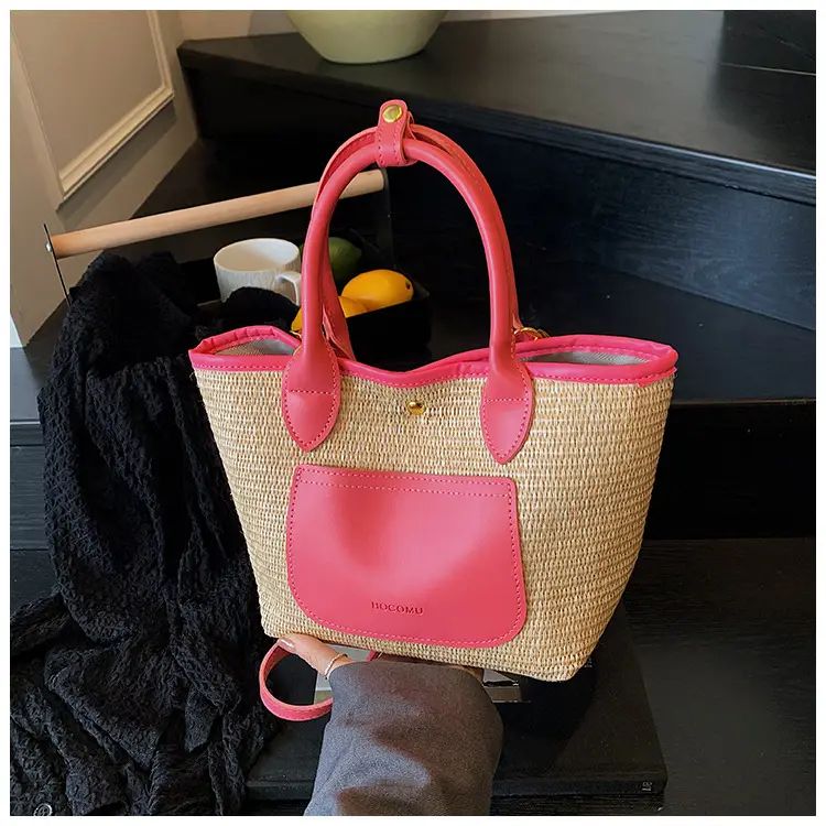 Women Straw Tote Bag Pink Red 2025 New Fashion — feature 22