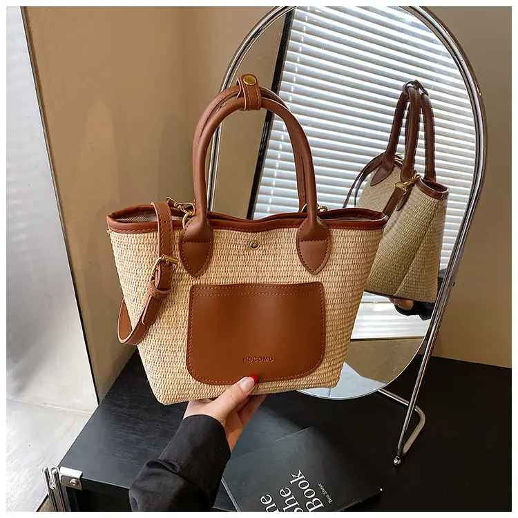 Women Straw Tote Bag Pink Red 2025 New Fashion — feature 28