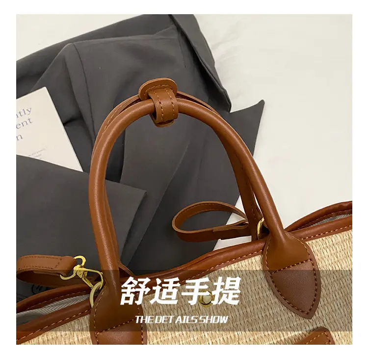 Women Straw Tote Bag Pink Red 2025 New Fashion — feature 5