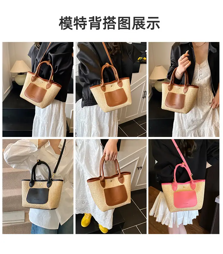 Women Straw Tote Bag Pink Red 2025 New Fashion — feature 8