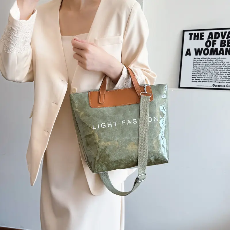 Women Transparent Paper Tote Bag 2025 Large Capacity - Image 8