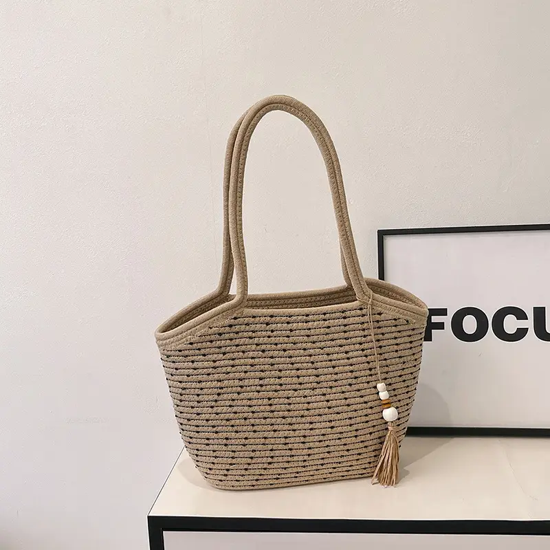Large Capacity Woven Beach Bag for Women - Image 5