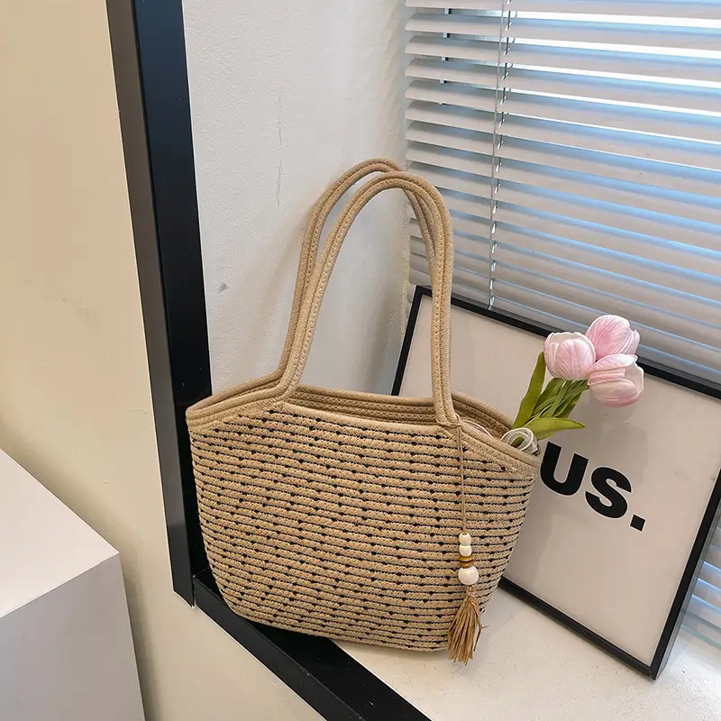 Large Capacity Woven Beach Bag for Women - Image 7