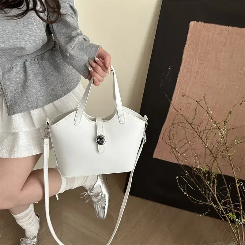 Women's Textured Shoulder Bag White Beige New Arrival — feature 15