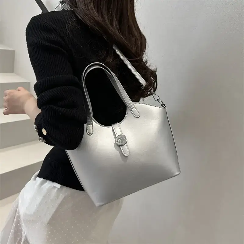 Women's Textured Shoulder Bag White Beige New Arrival — feature 36