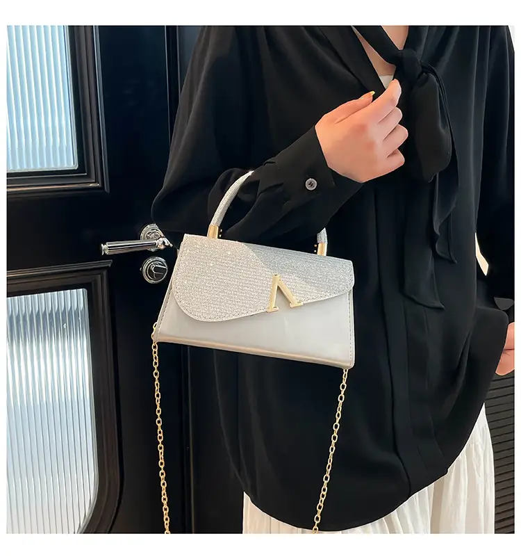 Women's Shiny Square Shoulder Bag with Chain Strap — feature 10