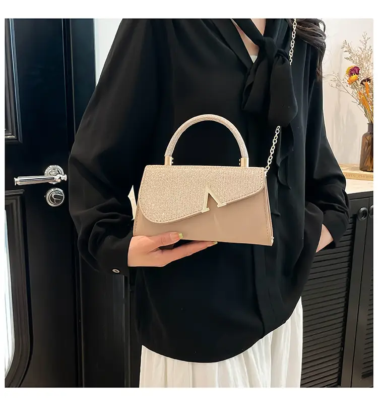 Women's Shiny Square Shoulder Bag with Chain Strap — feature 12