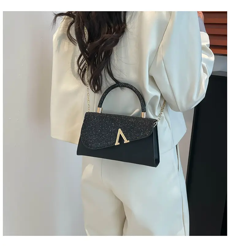 Women's Shiny Square Shoulder Bag with Chain Strap — feature 14