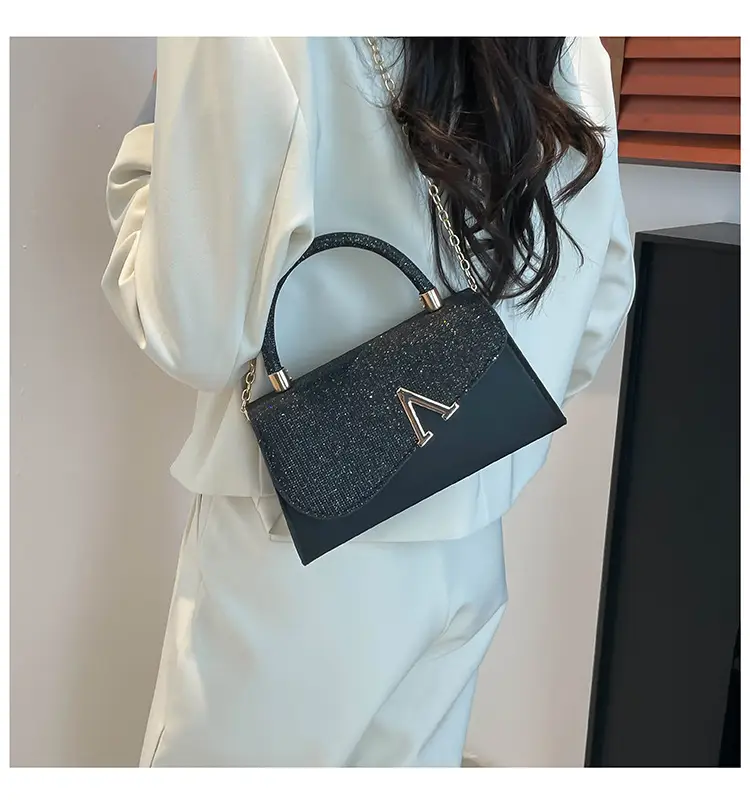 Women's Shiny Square Shoulder Bag with Chain Strap — feature 15