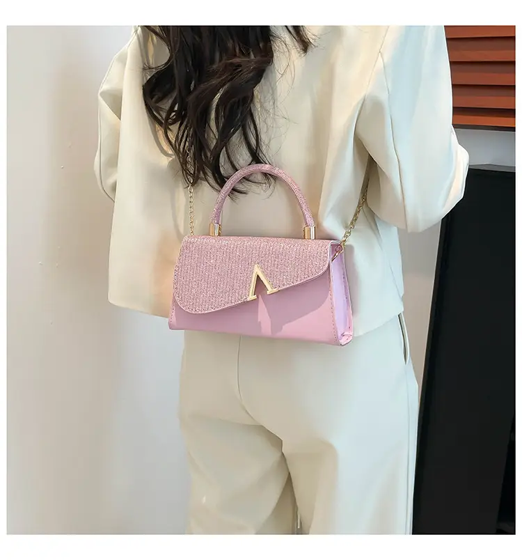 Women's Shiny Square Shoulder Bag with Chain Strap — feature 16