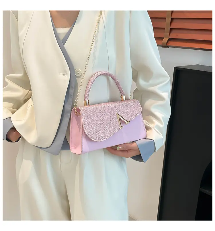 Women's Shiny Square Shoulder Bag with Chain Strap — feature 17