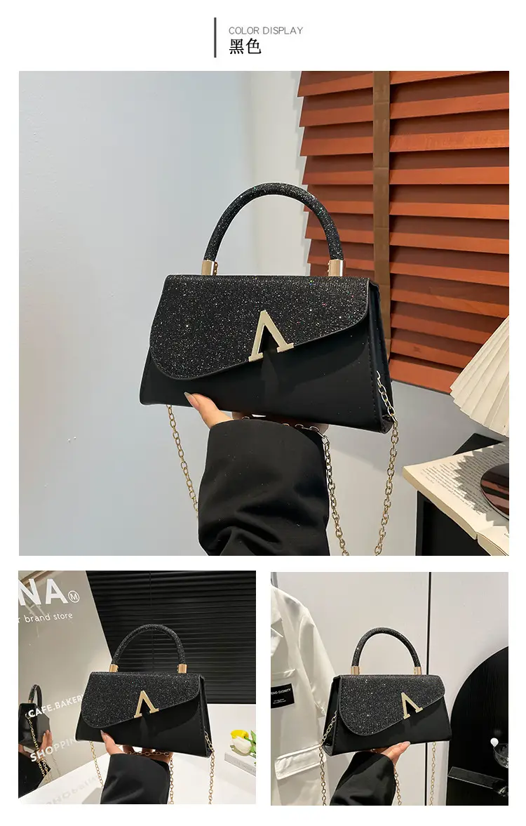 Women's Shiny Square Shoulder Bag with Chain Strap — feature 18