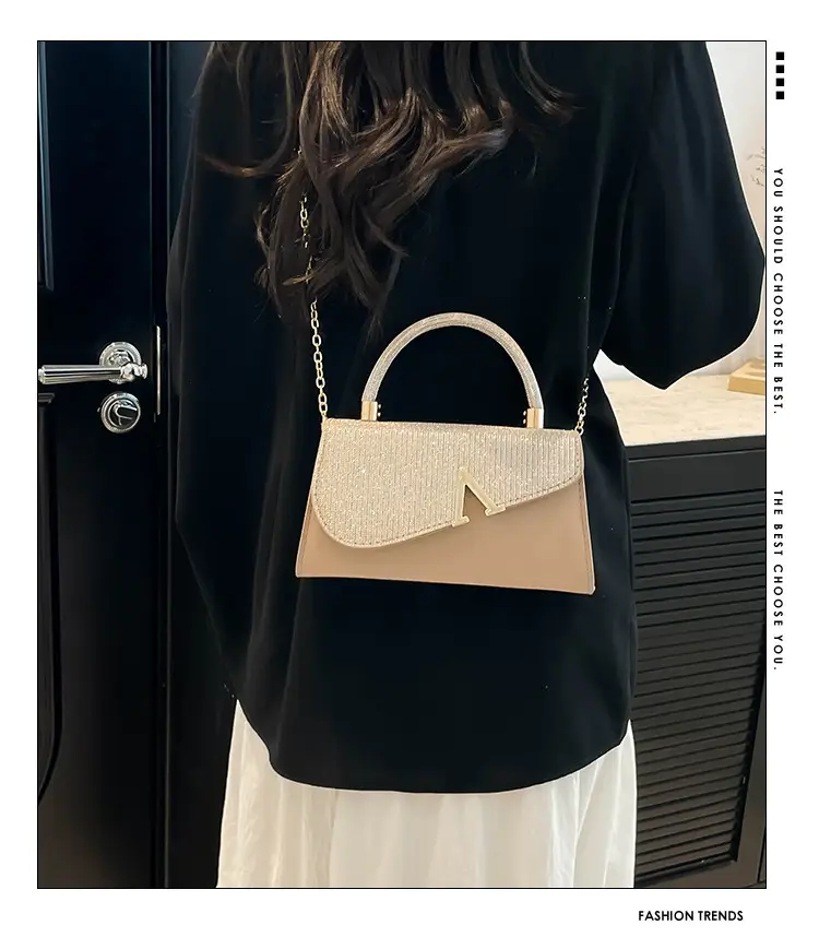Women's Shiny Square Shoulder Bag with Chain Strap — feature 2