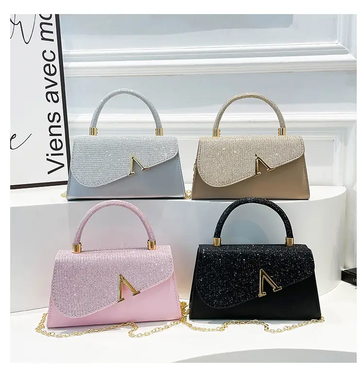 Women's Shiny Square Shoulder Bag with Chain Strap — feature 22