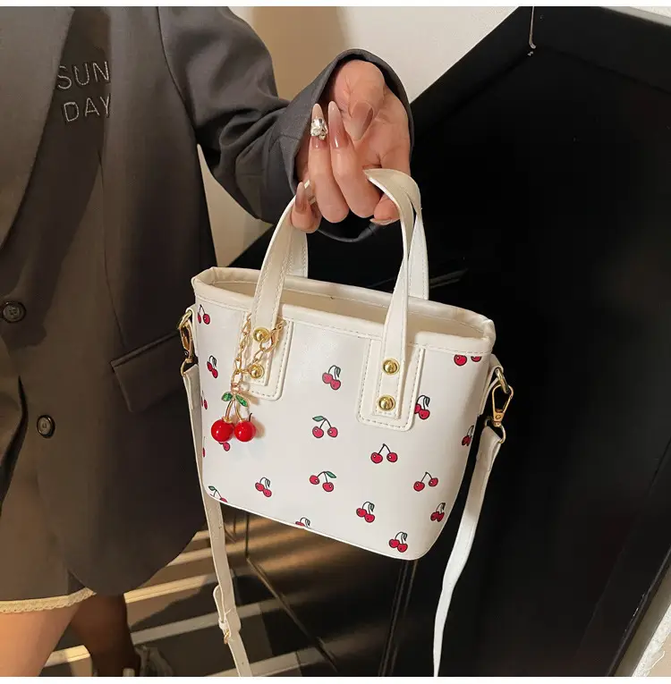 Cherry Print Women's Shoulder Messenger Bag Red White — feature 12