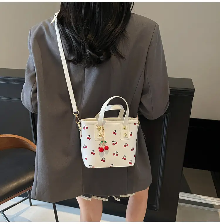 Cherry Print Women's Shoulder Messenger Bag Red White — feature 13