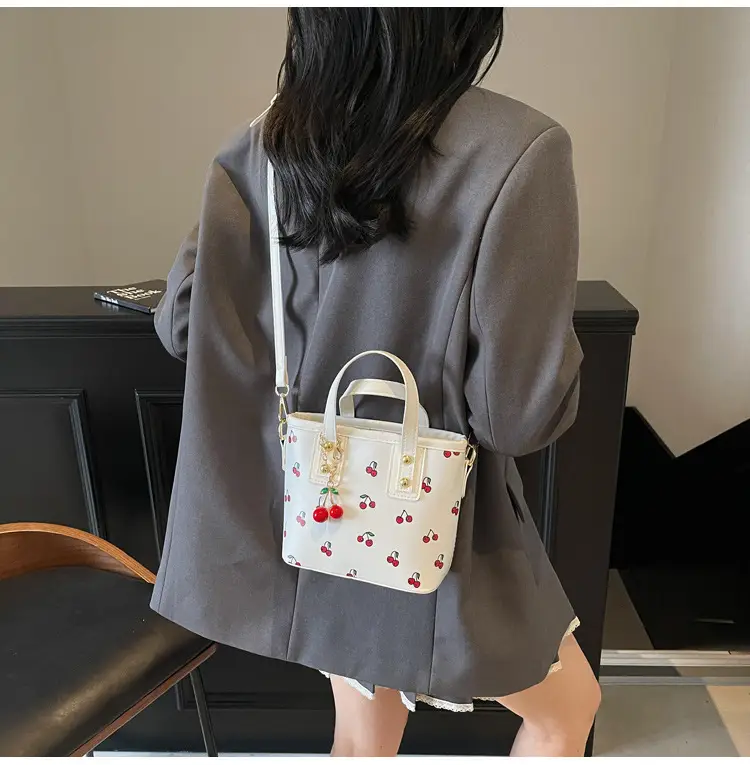 Cherry Print Women's Shoulder Messenger Bag Red White — feature 14