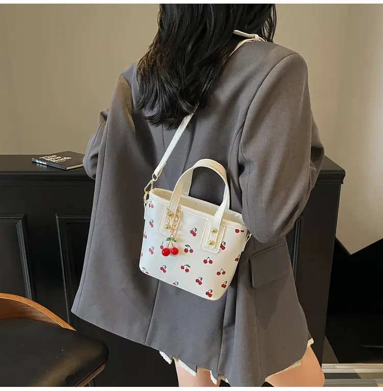Cherry Print Women's Shoulder Messenger Bag Red White — feature 15
