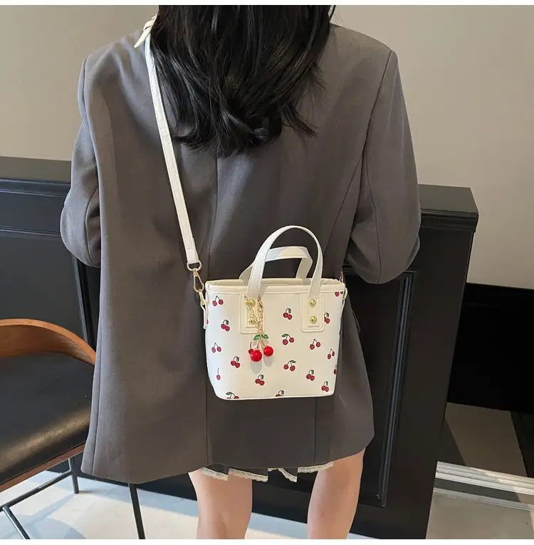 Cherry Print Women's Shoulder Messenger Bag Red White — feature 16