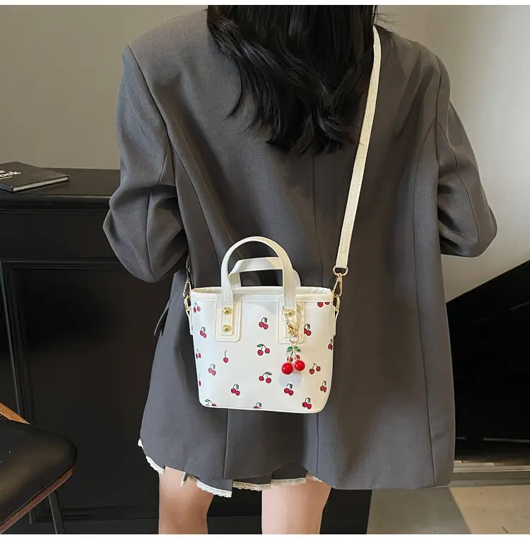 Cherry Print Women's Shoulder Messenger Bag Red White — feature 17