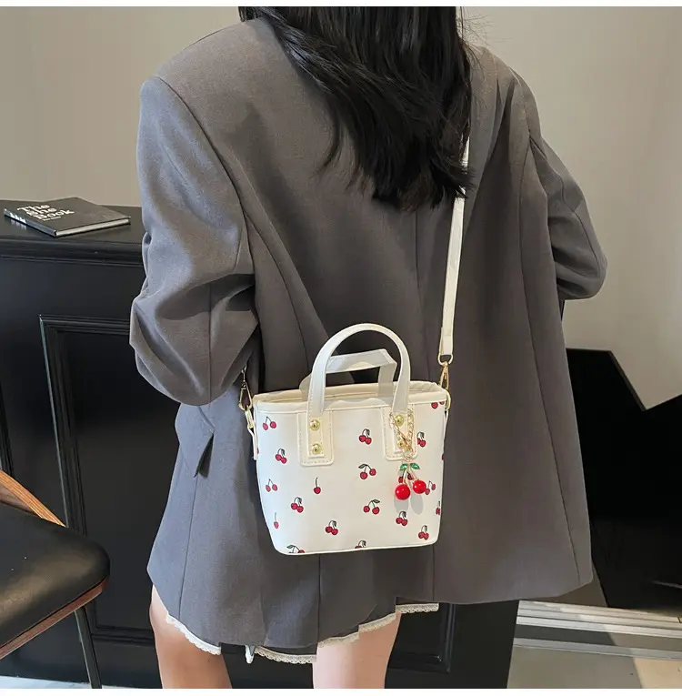 Cherry Print Women's Shoulder Messenger Bag Red White — feature 18