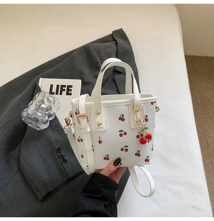 Cherry Print Women's Shoulder Messenger Bag Red White — feature 26