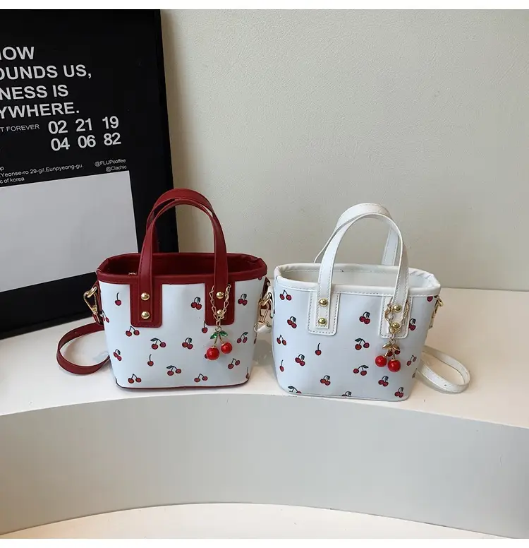 Cherry Print Women's Shoulder Messenger Bag Red White — feature 27