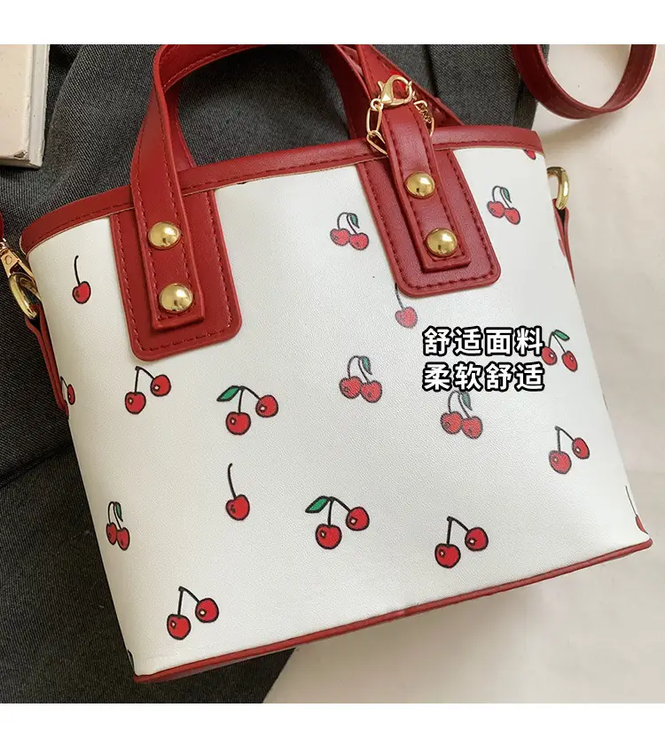 Cherry Print Women's Shoulder Messenger Bag Red White — feature 3