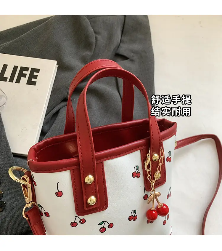 Cherry Print Women's Shoulder Messenger Bag Red White — feature 7