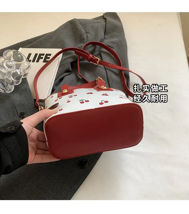 Cherry Print Women's Shoulder Messenger Bag Red White — feature 8
