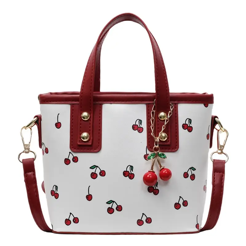 Cherry Print Women's Shoulder Messenger Bag Red White - Image 2
