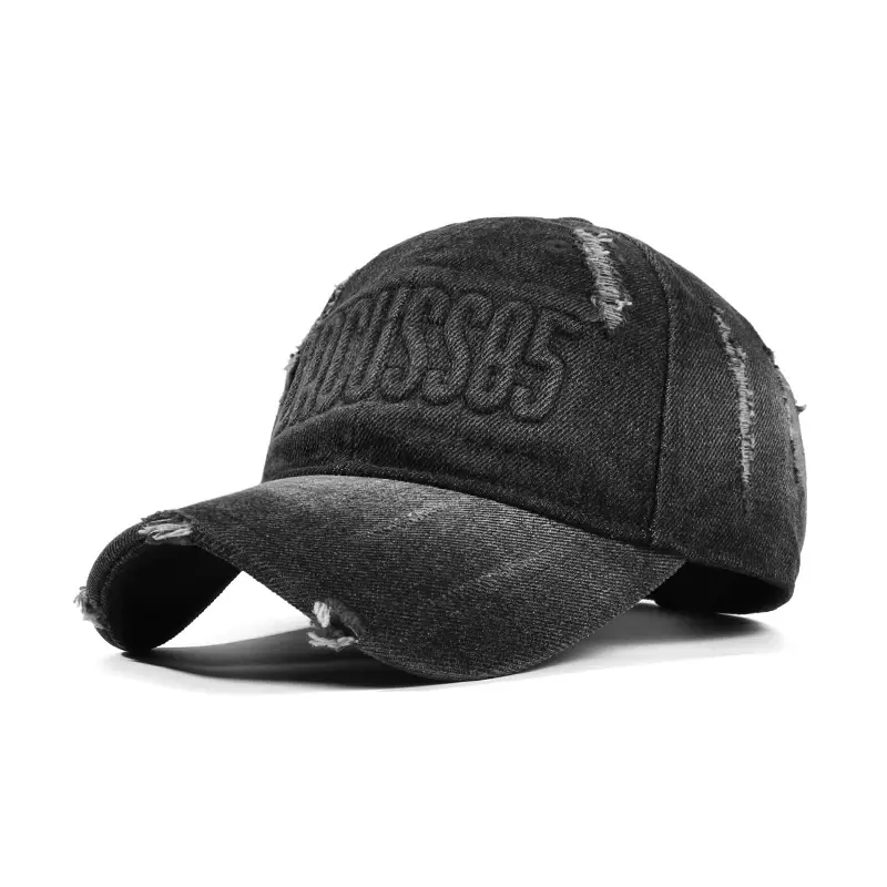 25yo Denim Washed Peaked Cap with "HOOBSG" Embroidery
