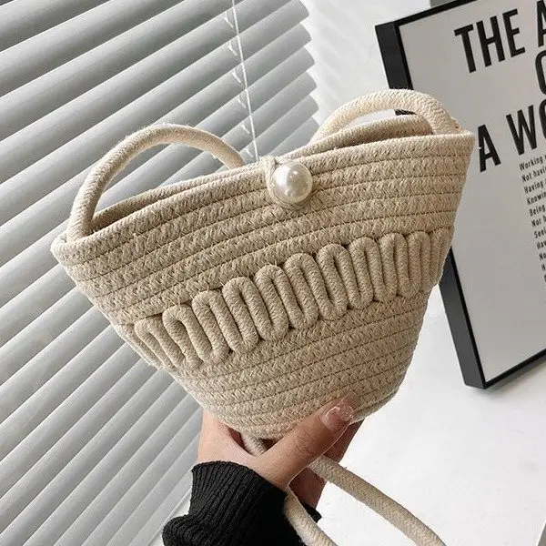 New Summer Women's Pearl Bucket Bag Mini Travel Bag — feature 1