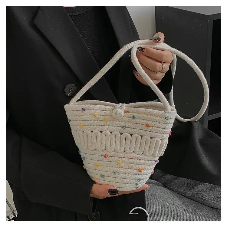New Summer Women's Pearl Bucket Bag Mini Travel Bag — feature 12