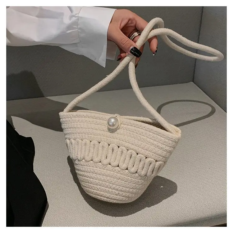 New Summer Women's Pearl Bucket Bag Mini Travel Bag — feature 19