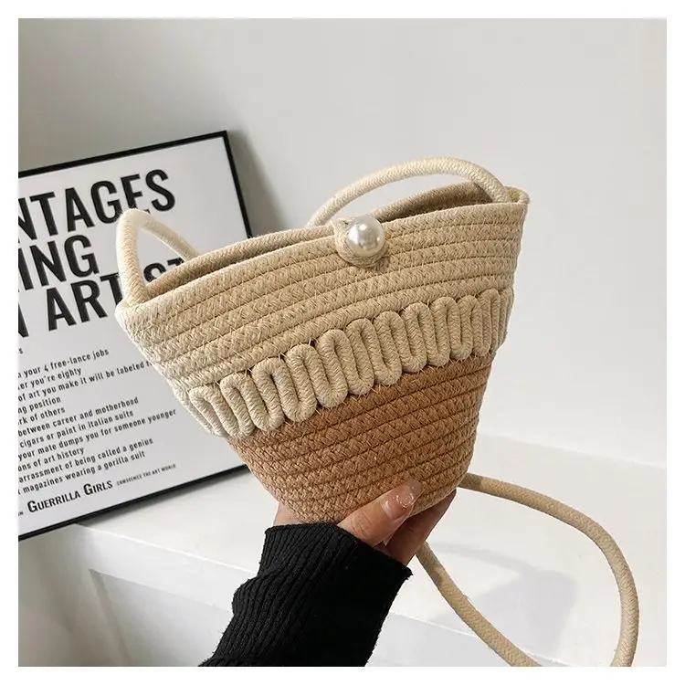 New Summer Women's Pearl Bucket Bag Mini Travel Bag